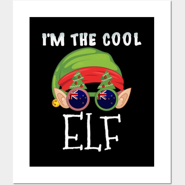 Christmas  I'm The Cool New Zealander Elf - Gift for New Zealander From New Zealand Wall Art by Country Flags